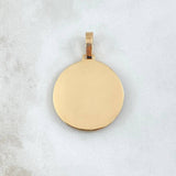 Dije Placa Marco Circular 8.65gr / 4cm / Circones Fucsias Oro Amarillo 18K *