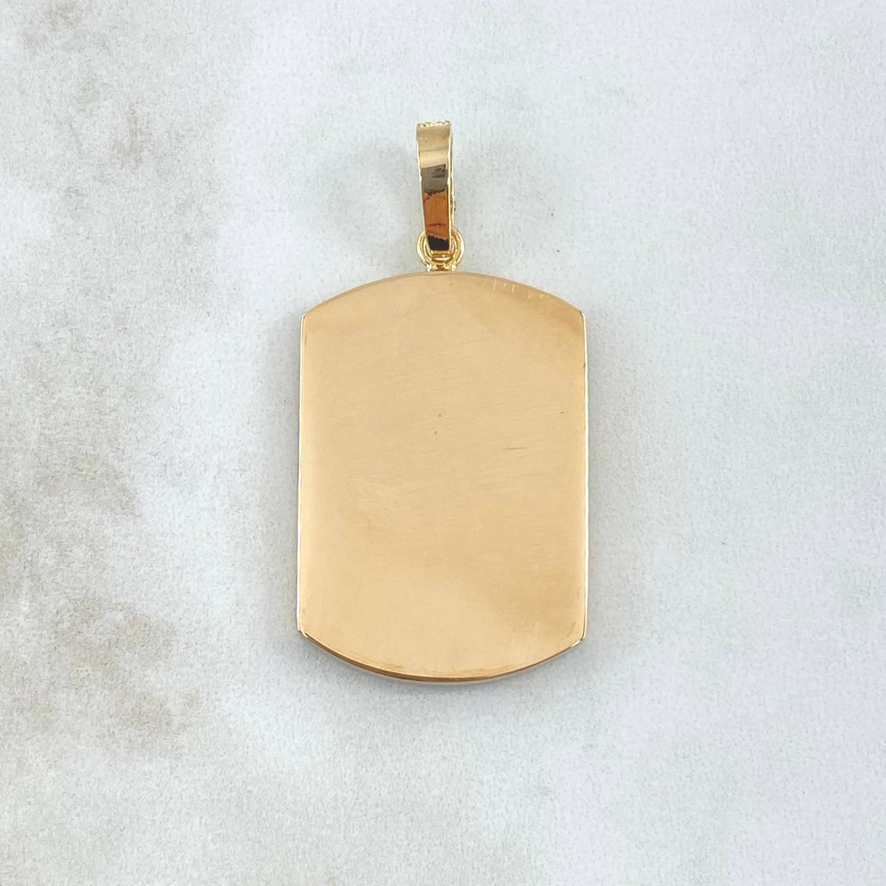 Pendant Rectangular Curved Frame Plate 10.8gr / 4.8cm / Green Zircons 18K Yellow Gold *