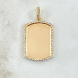 Pendant Rectangular Curved Frame Plate 11.05gr / 4.8cm / White Zircons 18K Yellow Gold ©