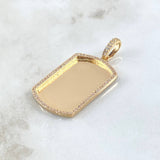 Pendant Rectangular Curved Frame Plate 11.05gr / 4.8cm / White Zircons 18K Yellow Gold ©