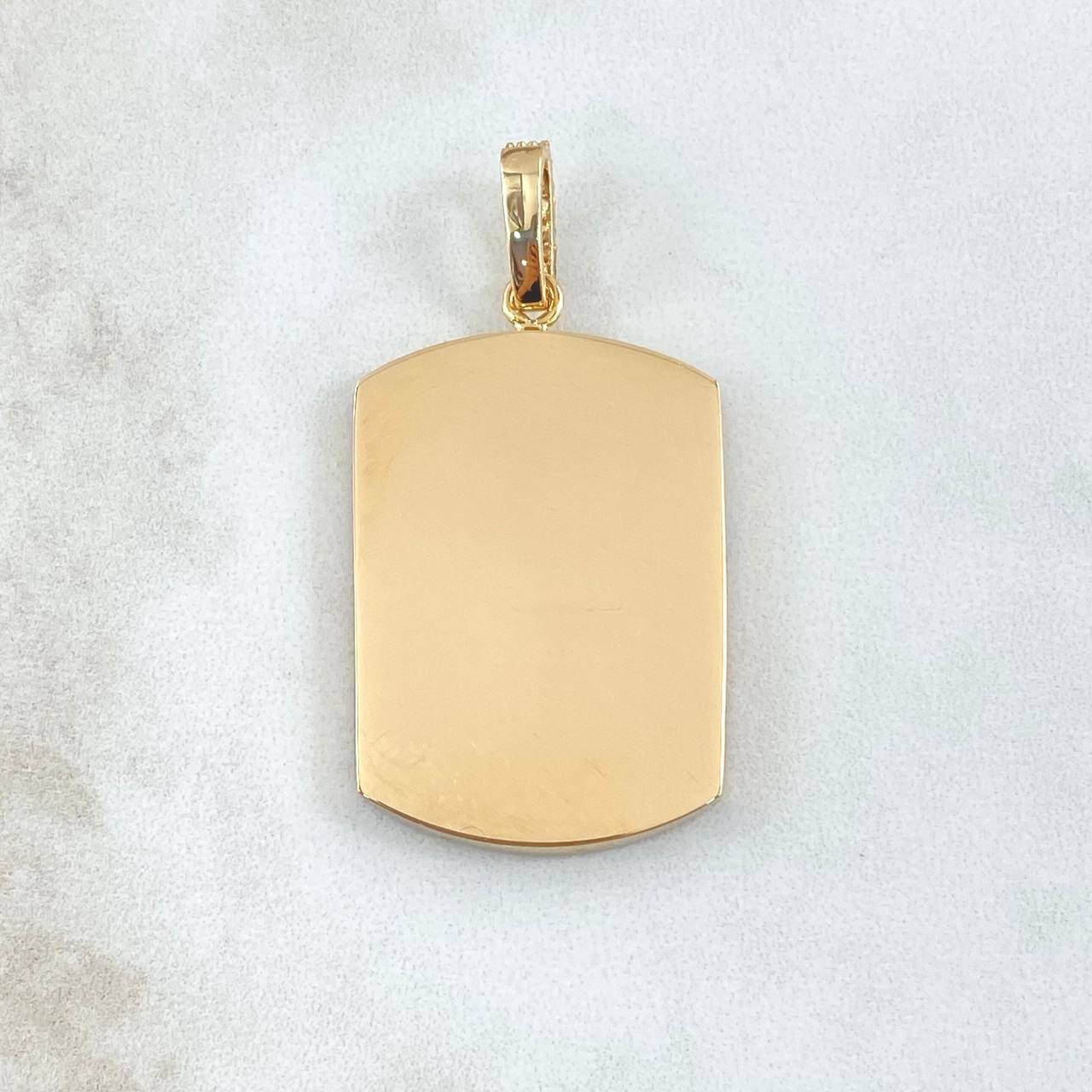 Pendant Rectangular Curved Frame Plate 11.05gr / 4.8cm / White Zircons 18K Yellow Gold ©