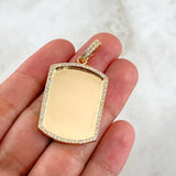 Pendant Rectangular Curved Frame Plate 11.05gr / 4.8cm / White Zircons 18K Yellow Gold ©