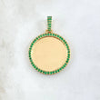Dije Placa Marco Circular 9.05gr / 4cm / Circones Verdes Oro Amarillo 18K ©