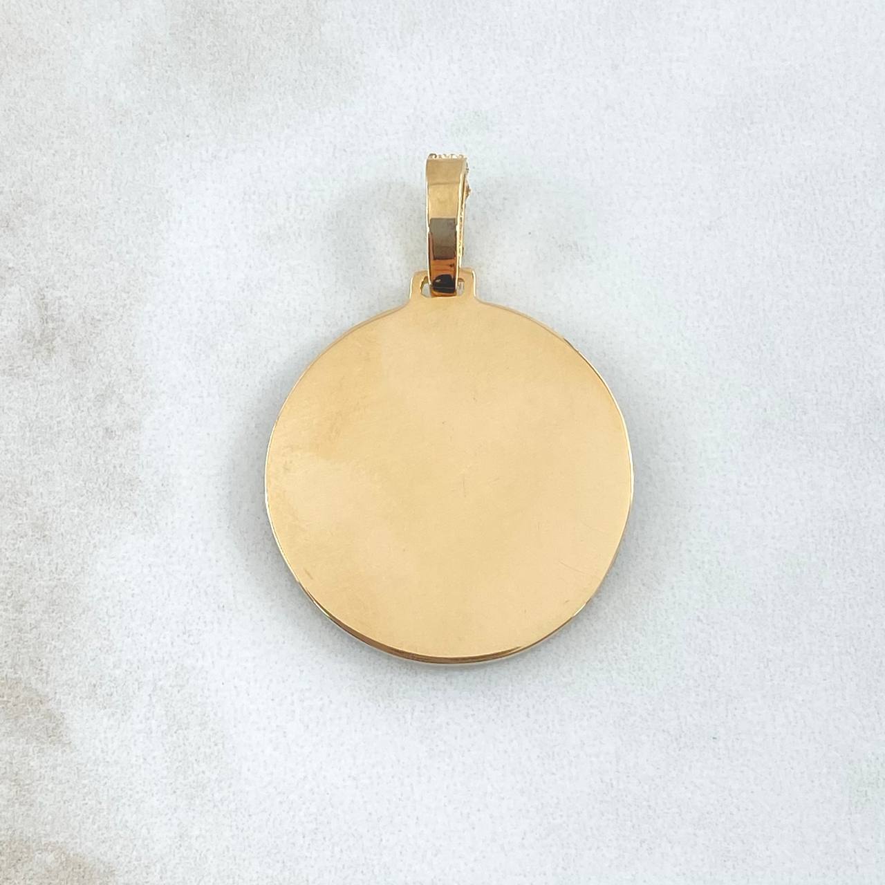 Dije Placa Marco Circular 9.05gr / 4cm / Circones Verdes Oro Amarillo 18K ©