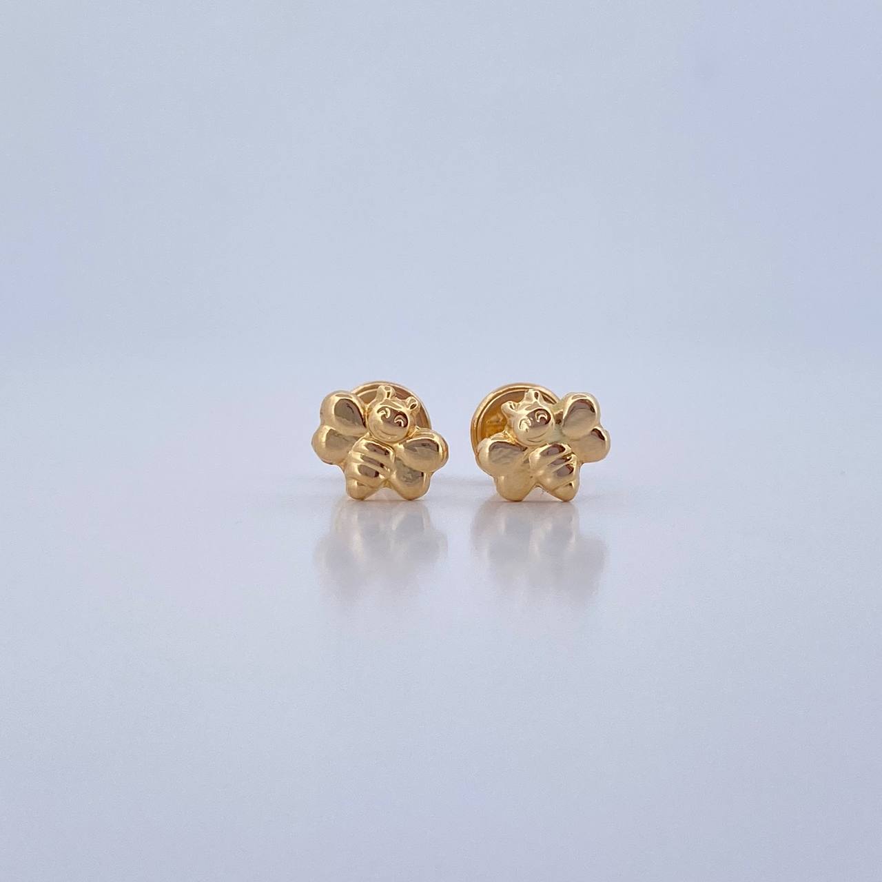 Stud Earrings Bee 0.5gr / Smooth 18K Yellow Gold &