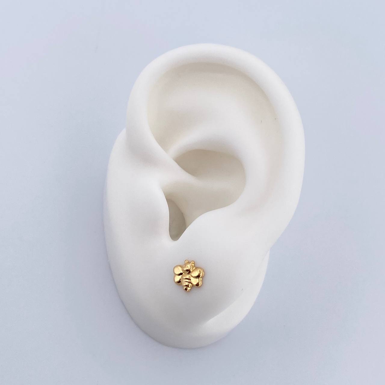 Stud Earrings Bee 0.5gr / Smooth 18K Yellow Gold &