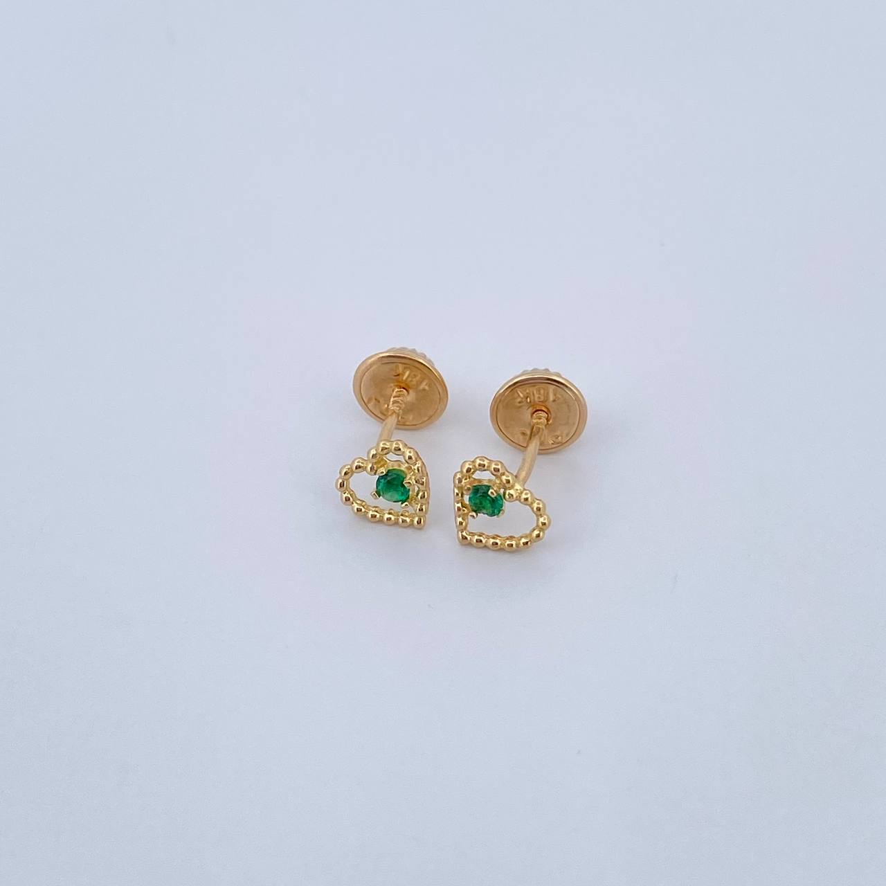 Topos Silueta Corazon 0.65gr / Circon Verde Oro Amarillo 18K &