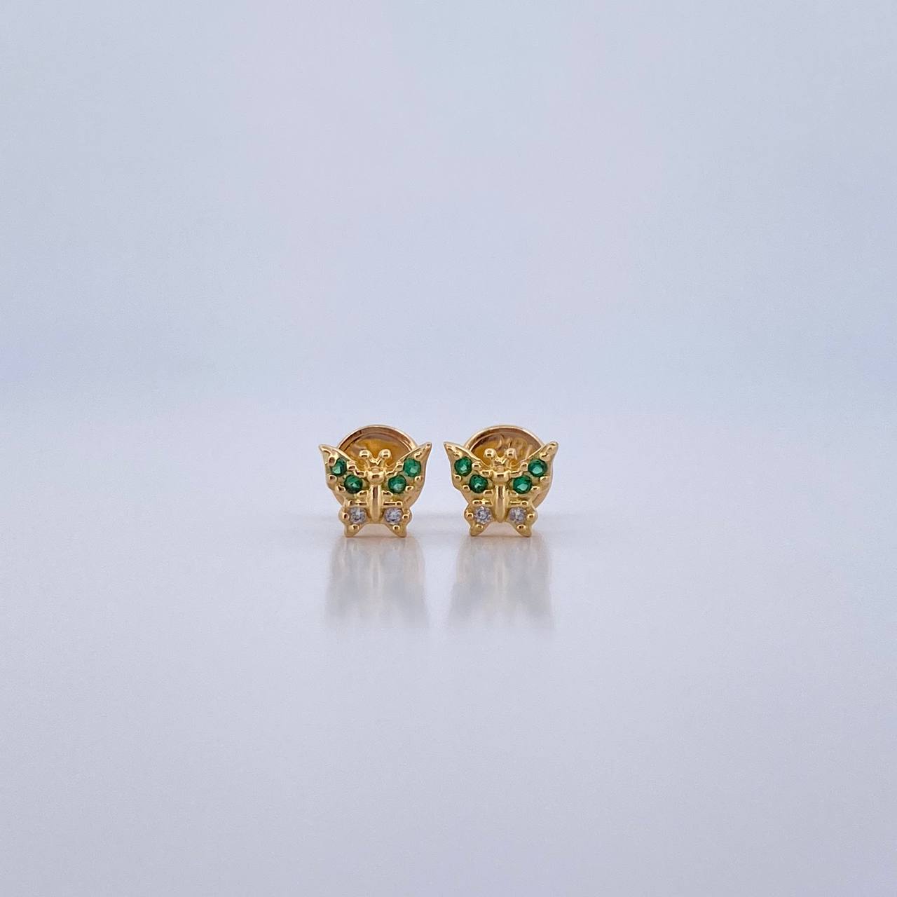 Topos Mariposa 0.8gr / Circones Verdes Blancos Oro Amarillo 18K &