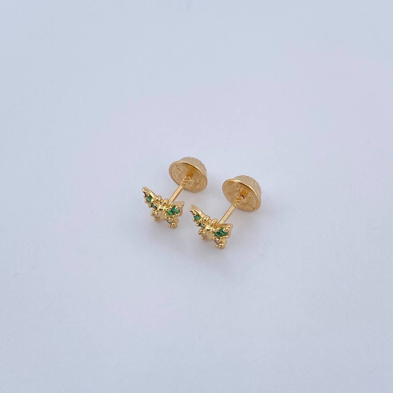 Topos Mariposa 0.8gr / Circones Verdes Blancos Oro Amarillo 18K &