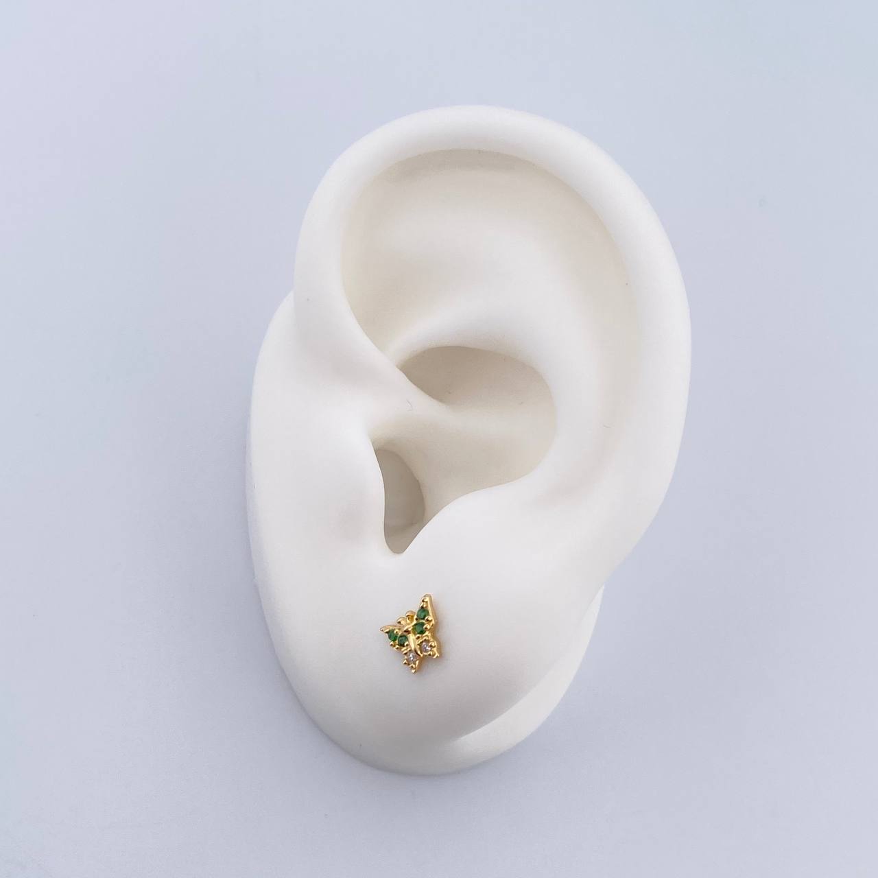 Topos Mariposa 0.8gr / Circones Verdes Blancos Oro Amarillo 18K &