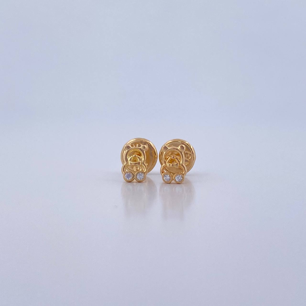 Topos Oso 0.55gr / Circones Blancos Oro Amarillo 18K &