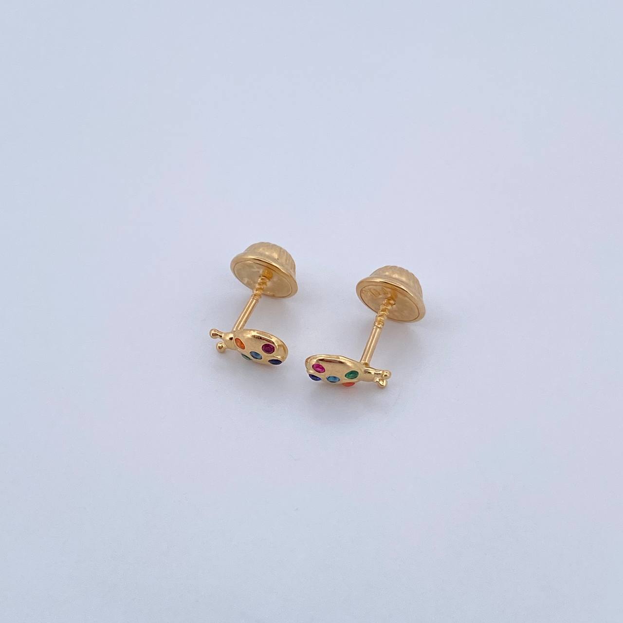 Topos Mariquita 0.65gr / Circones Colores Oro Amarillo 18K &
