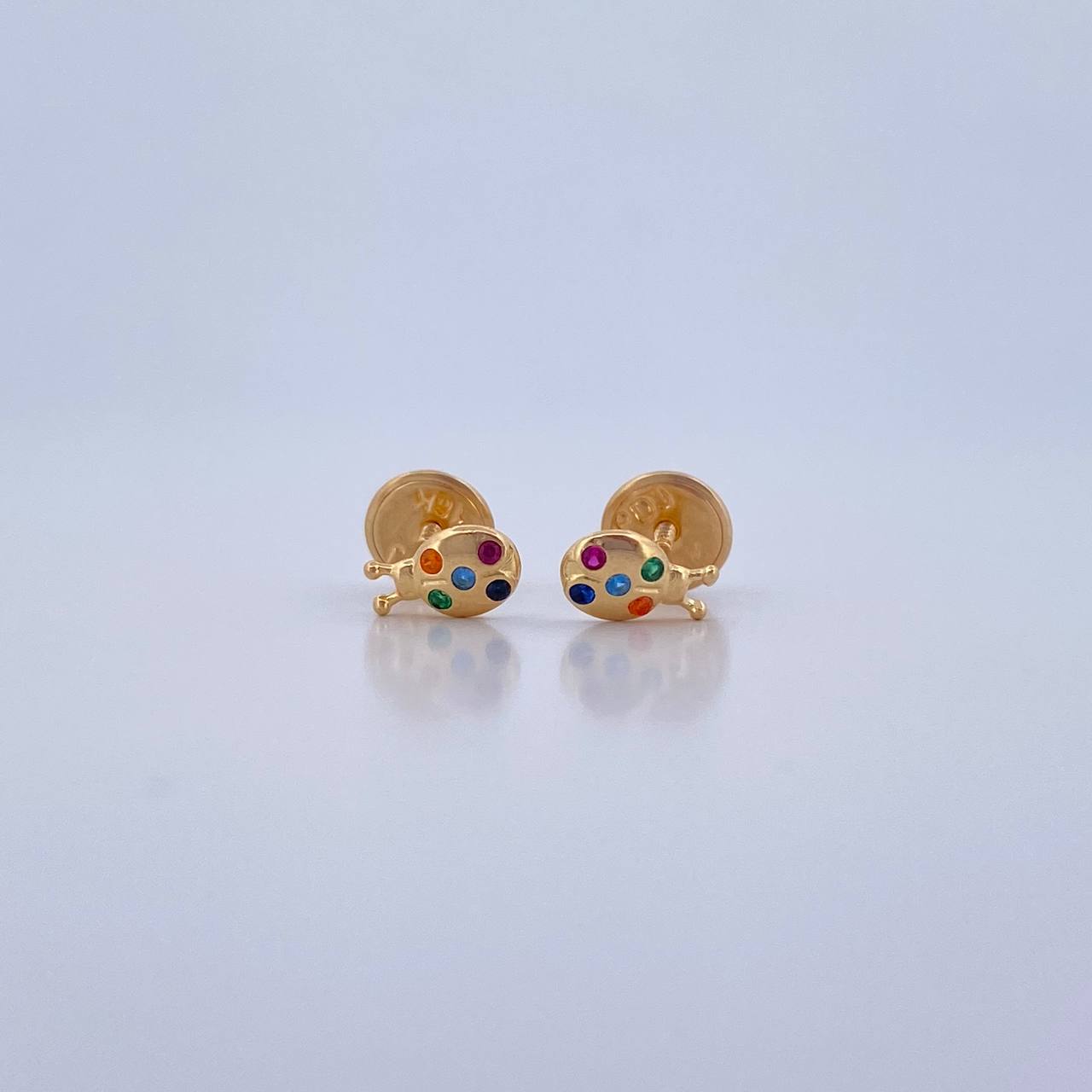 Topos Mariquita 0.65gr / Circones Colores Oro Amarillo 18K &