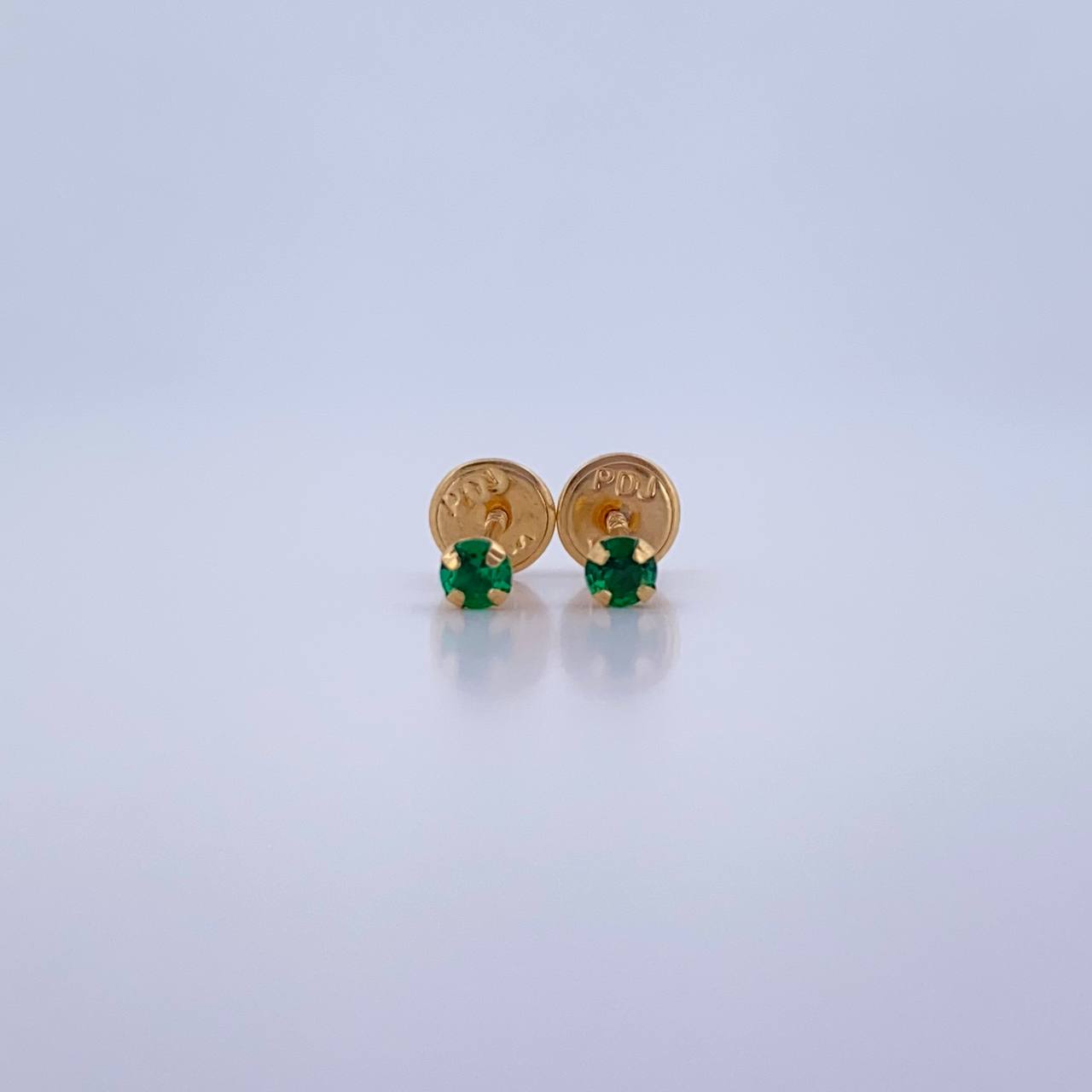 Stud Earrings Four Claws 0.45gr / Green Zircon 18K Yellow Gold &