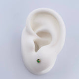 Stud Earrings Four Claws 0.45gr / Green Zircon 18K Yellow Gold &