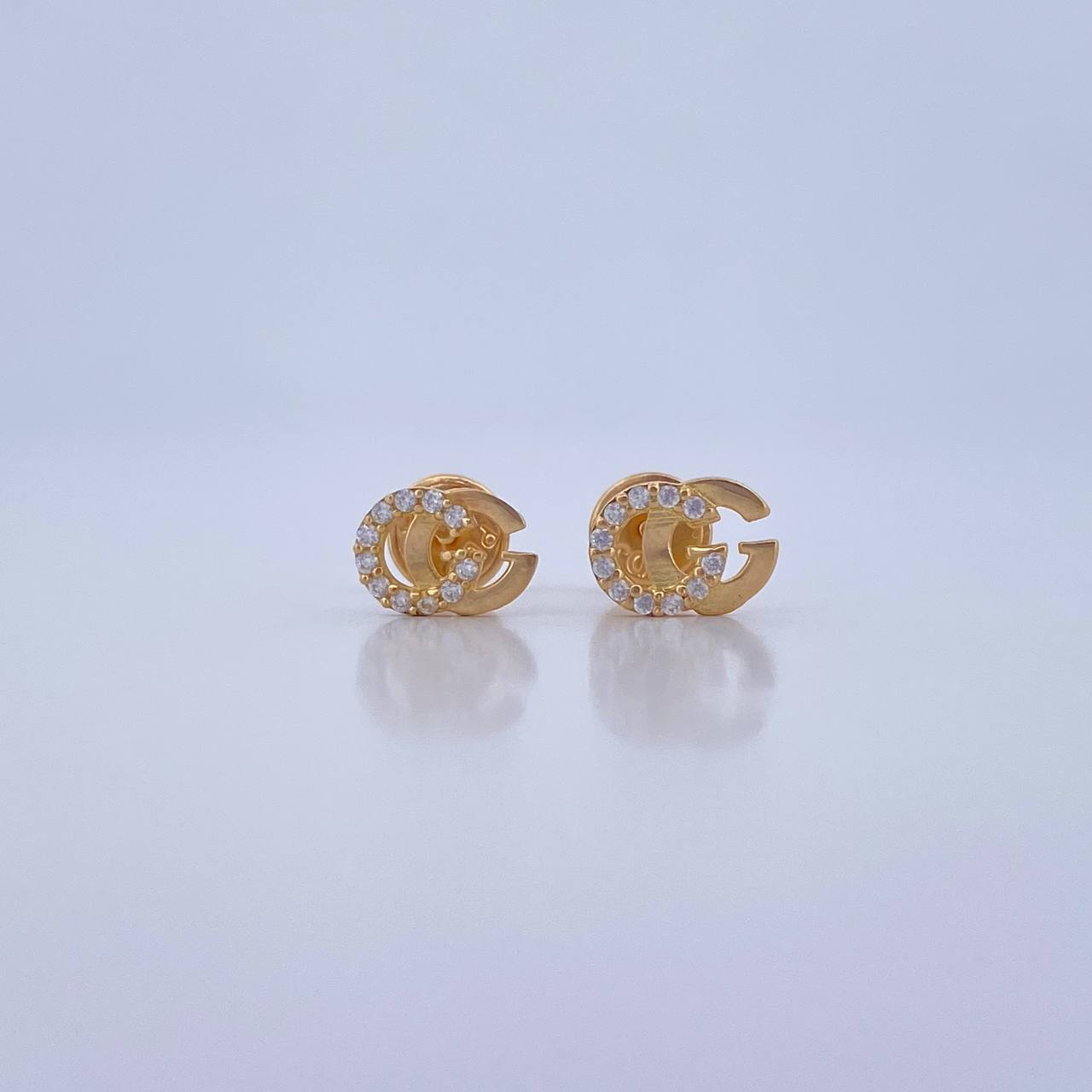 Stud Earrings GG 0.85gr / White Zircons 18K Yellow Gold &