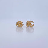 Stud Earrings GG 0.85gr / White Zircons 18K Yellow Gold &