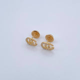 Stud Earrings GG 0.85gr / White Zircons 18K Yellow Gold &