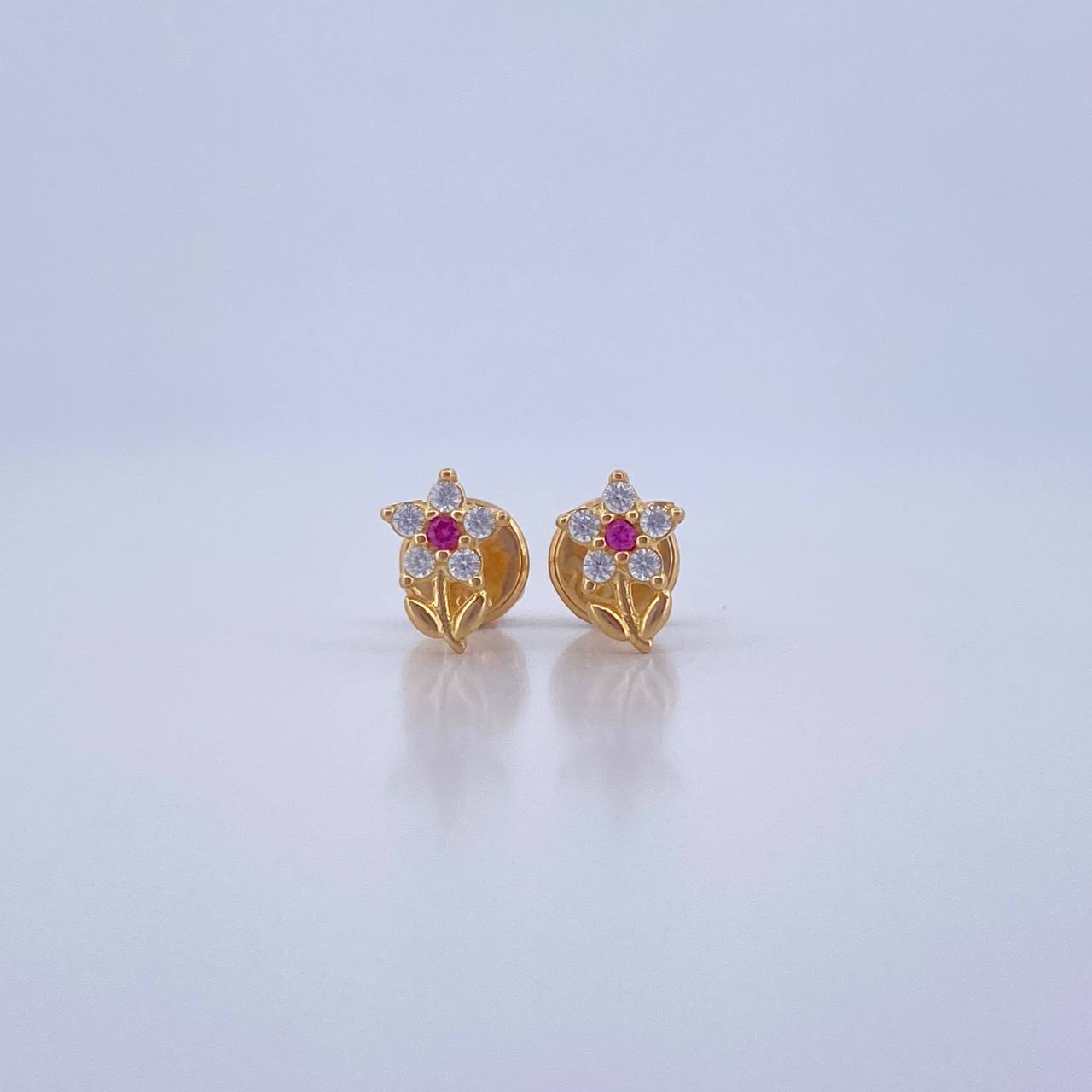 Topos Flor 0.75gr / Circones Fucsia Blancos Oro Amarillo 18K &