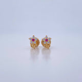 Topos Flor 0.75gr / Circones Fucsia Blancos Oro Amarillo 18K &