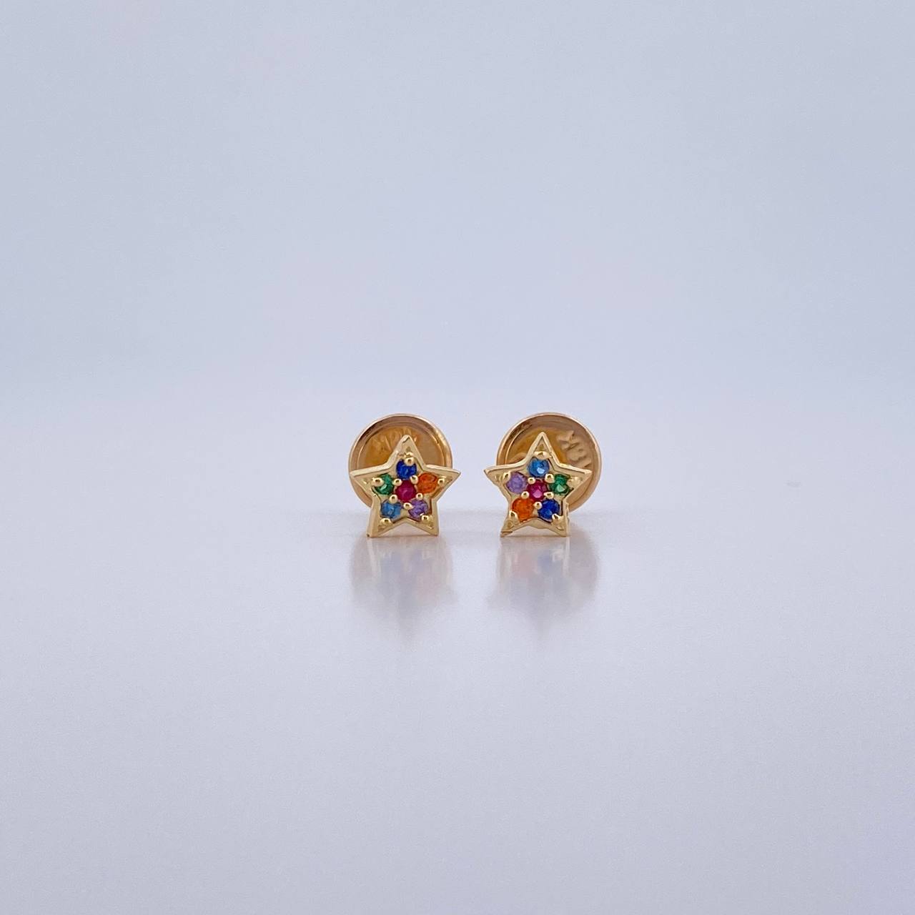 Topos Estrella 0.6gr / Circones Colores Oro Amarillo 18K &