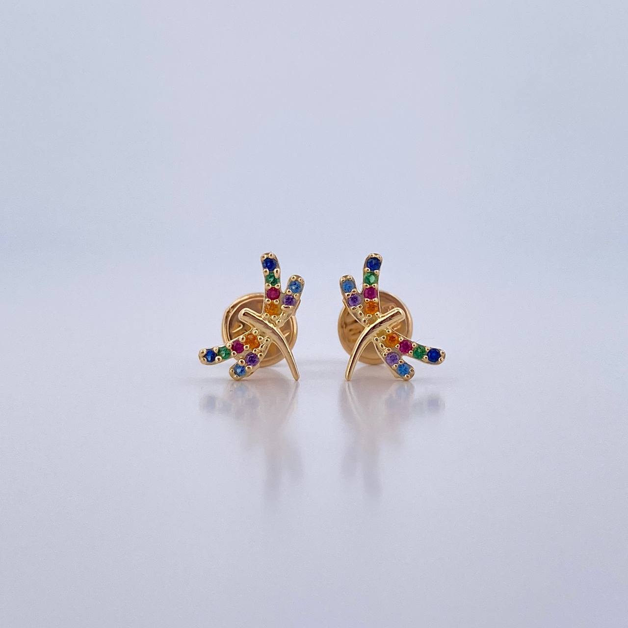 Topos Libelula 0.85gr / Circones Colores Oro Amarillo 18K &