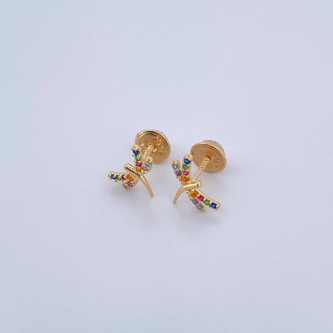 Topos Libelula 0.85gr / Circones Colores Oro Amarillo 18K &