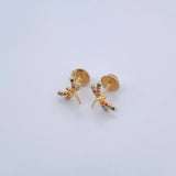 Topos Libelula 0.85gr / Circones Colores Oro Amarillo 18K &