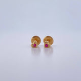 Topos Silueta Corazon 0.55gr / Circon Fucsia Oro Amarillo 18K &