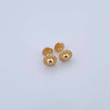 Stud Earrings Circle Center Dome 0.95gr / White Zircons 18K Yellow Gold &