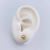 Stud Earrings Circle Center Dome 0.95gr / White Zircons 18K Yellow Gold &