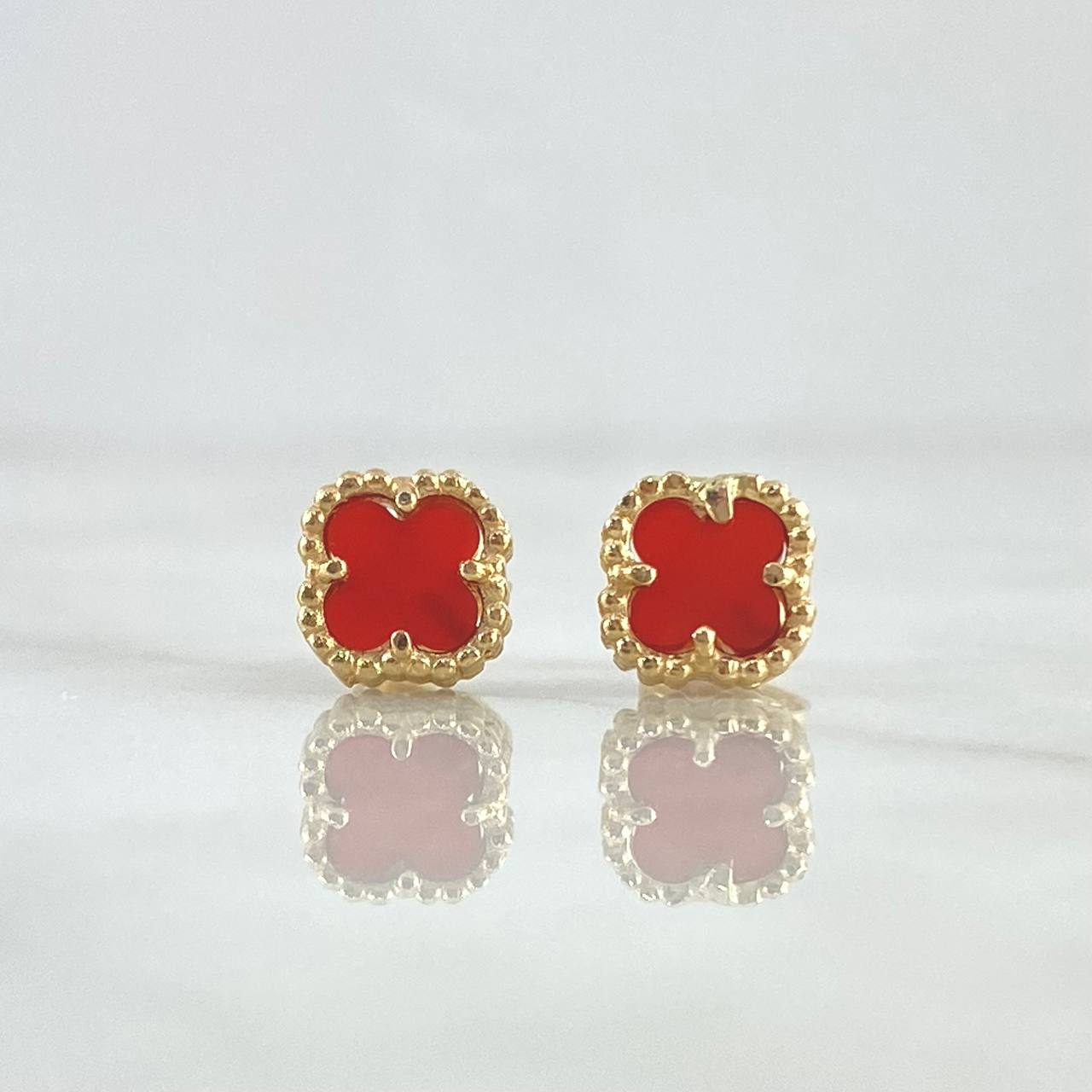 Topos Trébol VCyA 2.1gr / 7mm Ambar Rojo Punteado Oro Amarillo Nac.Esp. 18K ©
