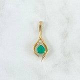 Pendant Abstract Drop 2.25gr / 2.8cm / Emerald 74pts - White Diamonds 2pts 18K Yellow Gold (Jewel) *