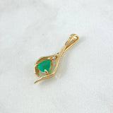 Pendant Abstract Drop 2.25gr / 2.8cm / Emerald 74pts - White Diamonds 2pts 18K Yellow Gold (Jewel) *