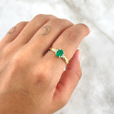 Solitaire Ring Tri 3.9gr / Size 6 3/4 / Emerald 60pts - White Diamonds 8pts 18K Yellow Gold (Jewelry) *
