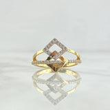 Overlapping Squares Ring 3.05gr / Size 7 / White Zircons 18K Yellow Gold *