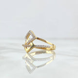 Overlapping Squares Ring 3.05gr / Size 7 / White Zircons 18K Yellow Gold *