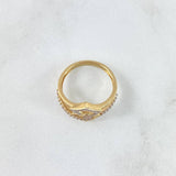 Overlapping Squares Ring 3.05gr / Size 7 / White Zircons 18K Yellow Gold *