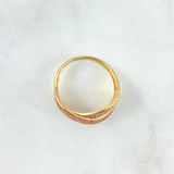 Crossed Ties Ring 3.7gr / Size 8 3/5 / White Zircons Two-tone 18K Yellow and Rose Gold *