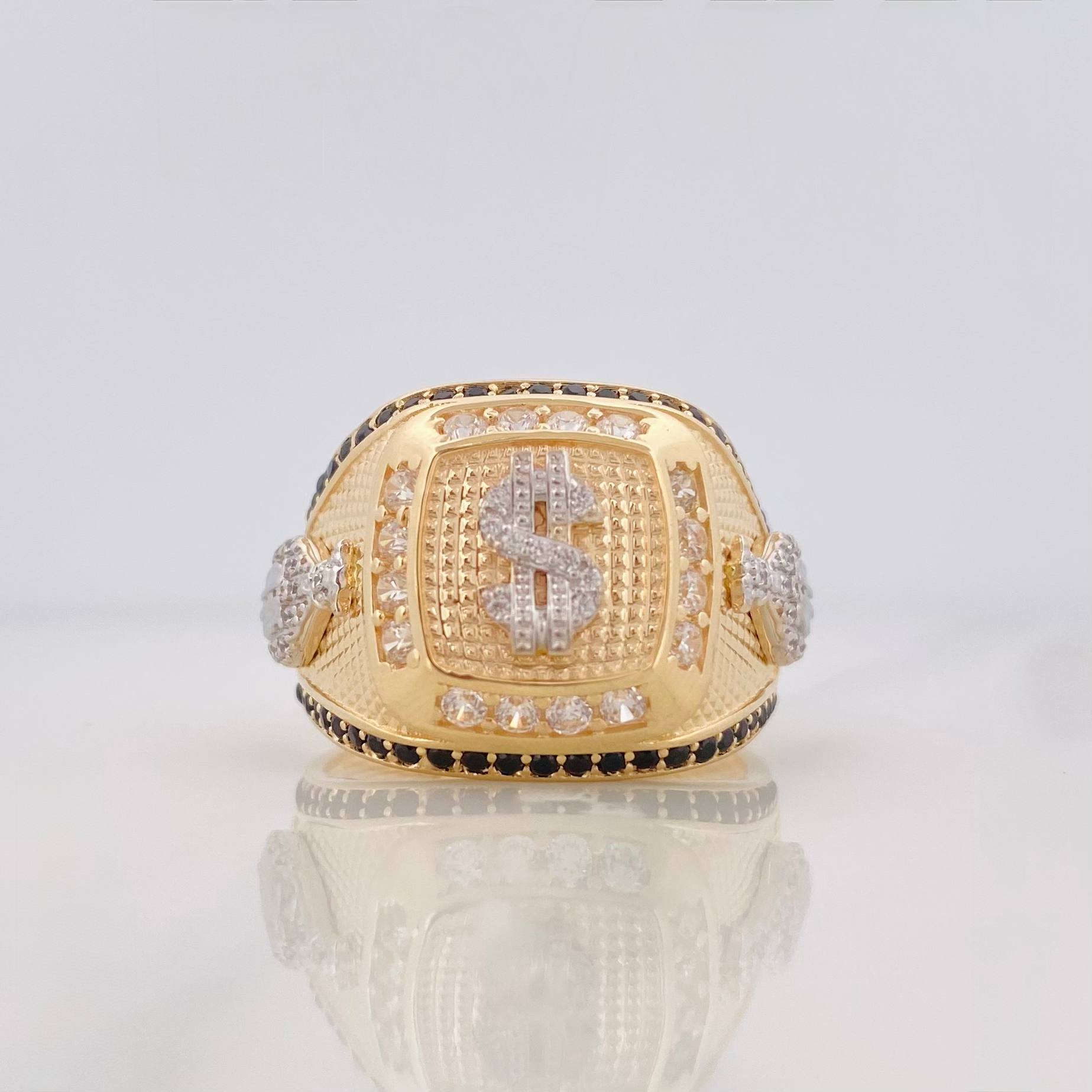 Anillo Signo Peso 11.5 g / T10 1/2 Dos Oros Amarillo Blanco 18K