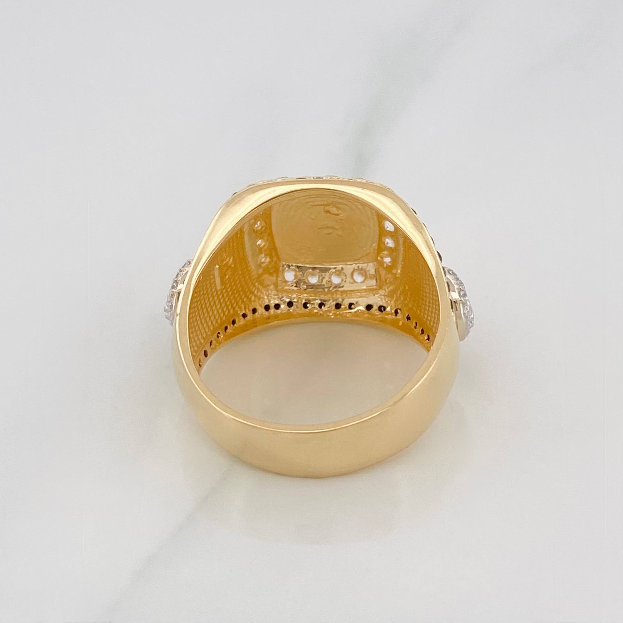 Anillo Signo Peso 11.5 g / T10 1/2 Dos Oros Amarillo Blanco 18K