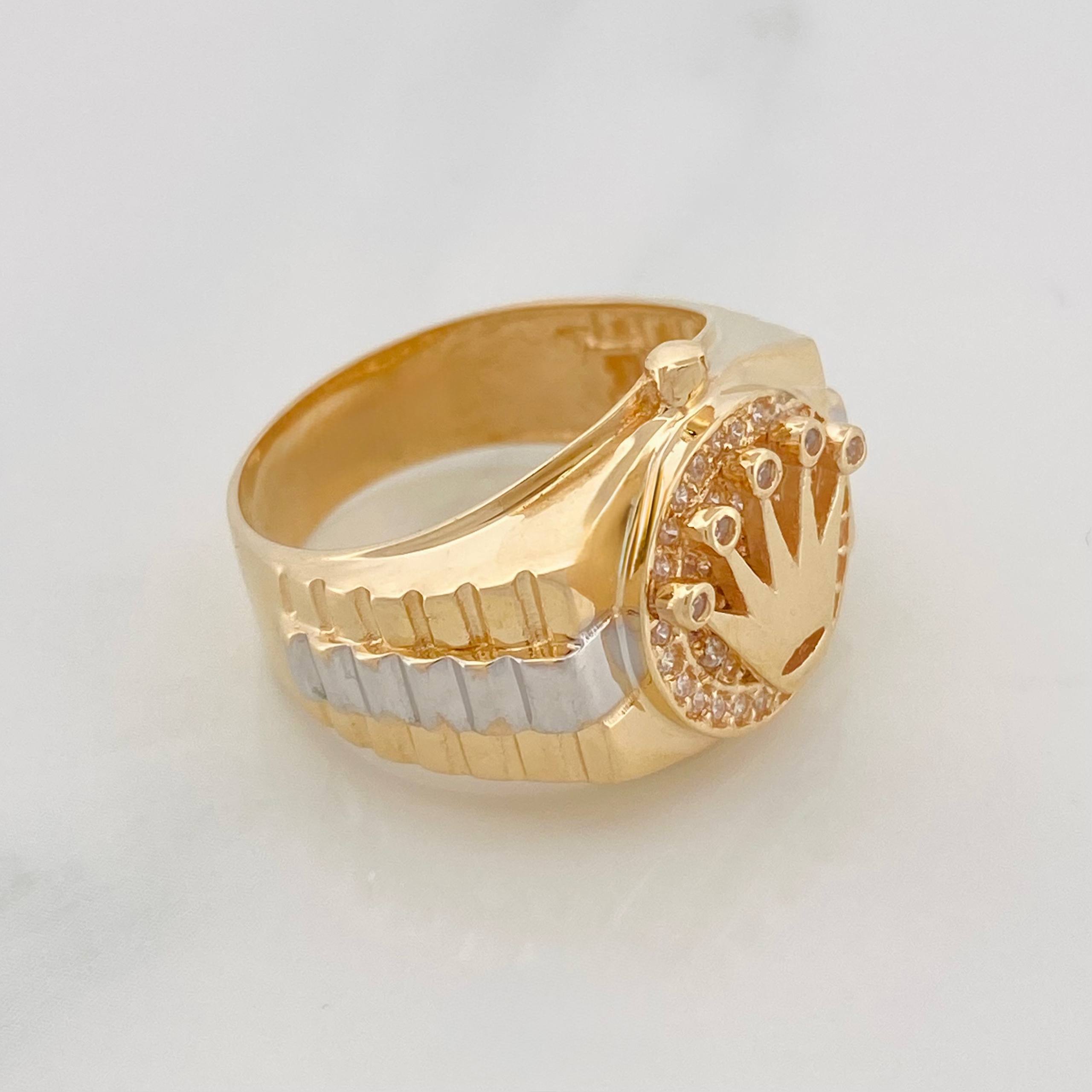 Anillo Corona 7.1g / T7 Dos Oros Amarillo Blanco 18K