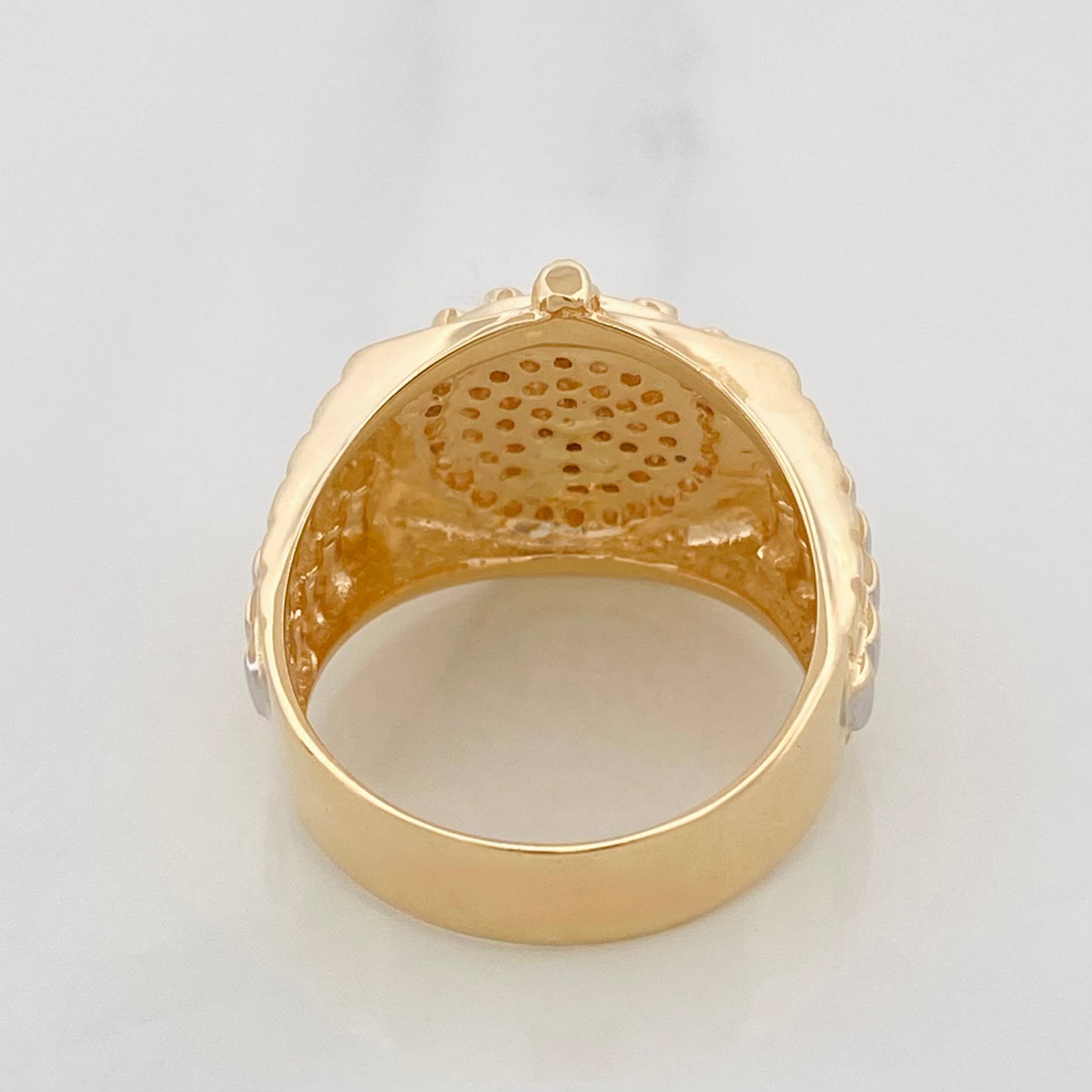 Anillo Correa Corona 7.95 g / T7 1/4 Dos Oros Amarillo Blanco 18K