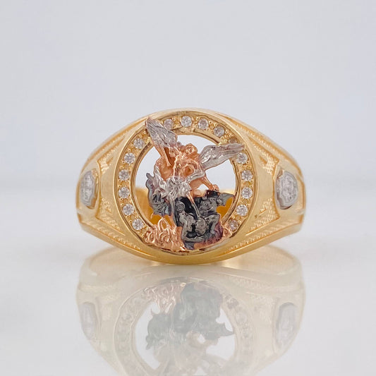 Anillo San Miguel Arcángel 6.05 g / T9 3/4 Tres Oros 18K