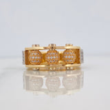 Anillo Bolas De Fuego 12.4 g / T10 Dos Oros Amarillo Blanco 18K