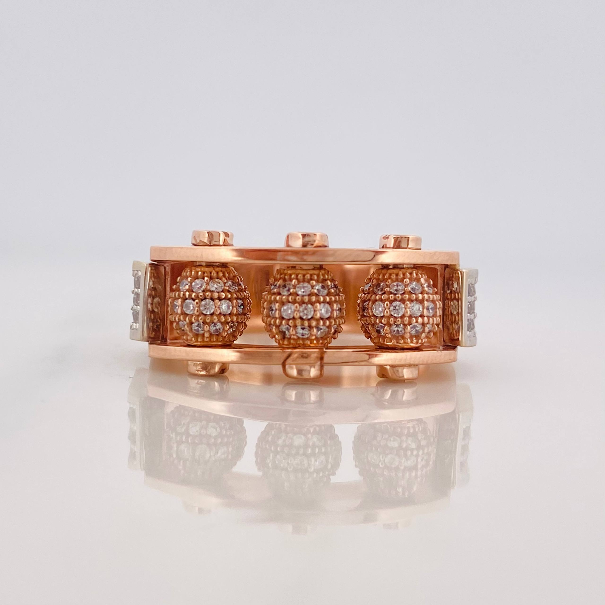 Anillo Bolas De Fuego 11.95 g / T9 3/4 Dos Oros Blanco Rosa 18K