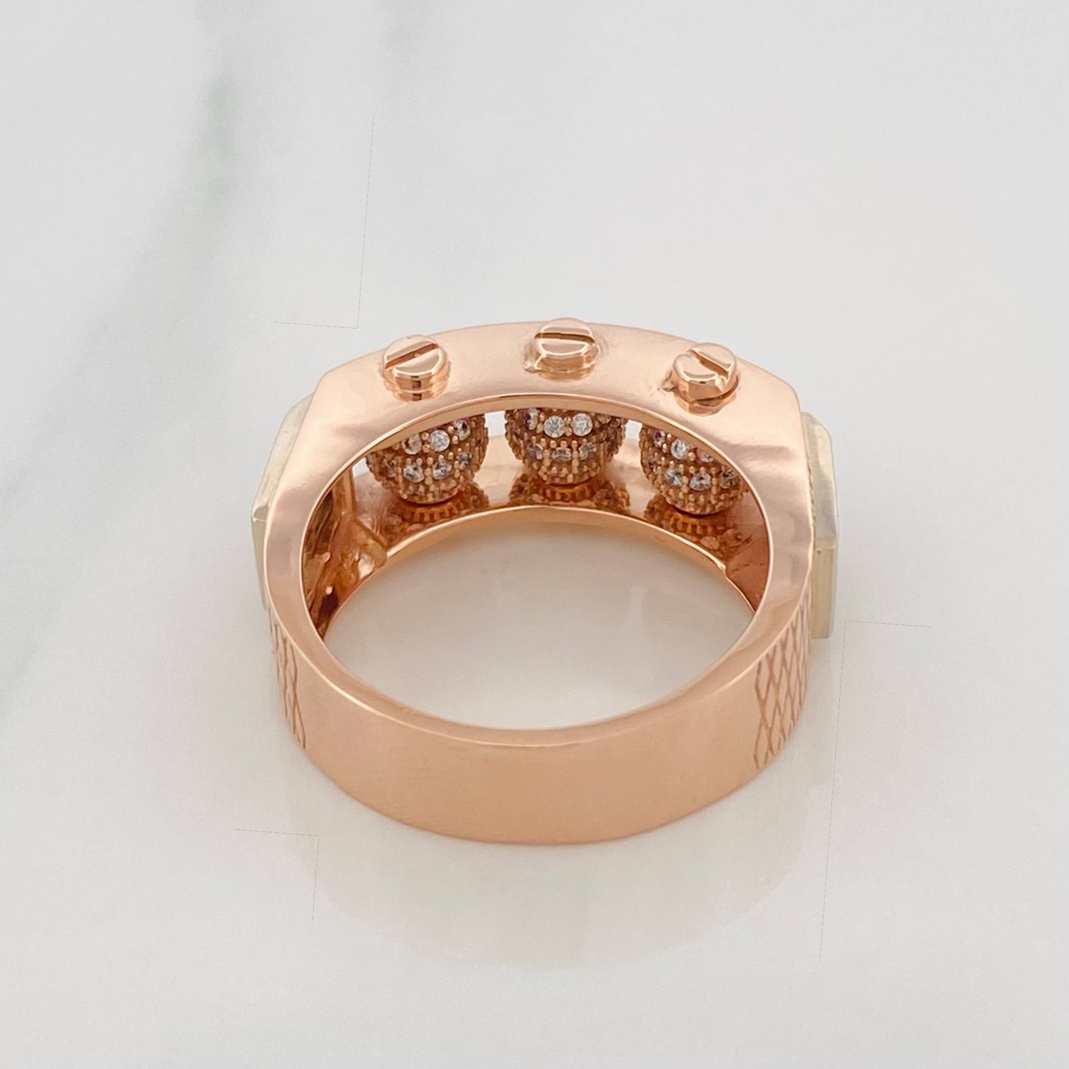 Anillo Bolas De Fuego 11.95 g / T9 3/4 Dos Oros Blanco Rosa 18K