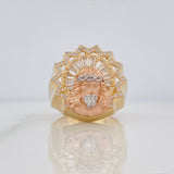 Anillo Rostro Cristo 11.25 g / T11 Tres Oros 18K