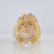 Anillo Rostro Cristo 8.4 g / T9 3/4 Dos Oros Amarillo Blanco 18K