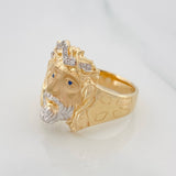 Anillo Rostro Cristo 8.4 g / T9 3/4 Dos Oros Amarillo Blanco 18K
